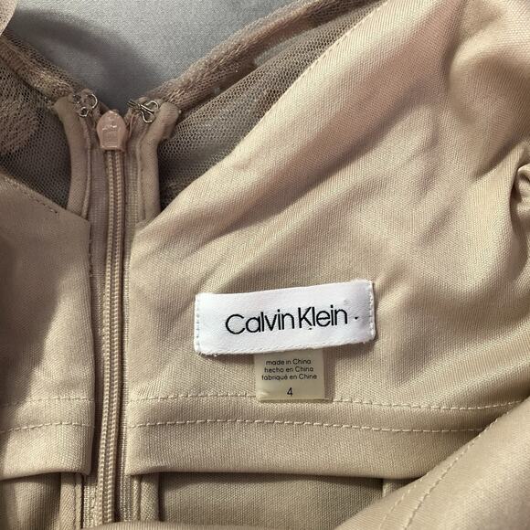 CALVIN KLEIN Embroidered Gown Blush Pink Sz 4 Floor Length Dress Cap Sleeve Prom - Picture 9 of 16